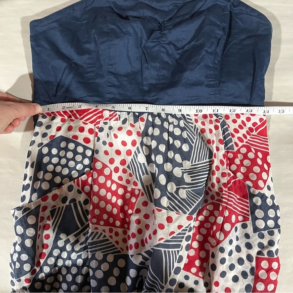 Odille Blue and Red Cotton Polka Dot Patterned Dress - Picture 12 of 13